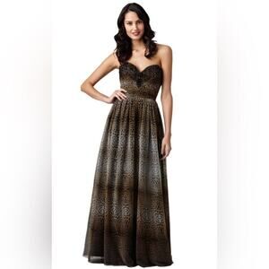 Adrianna Papell Brown Ombre Leopard-Print gown